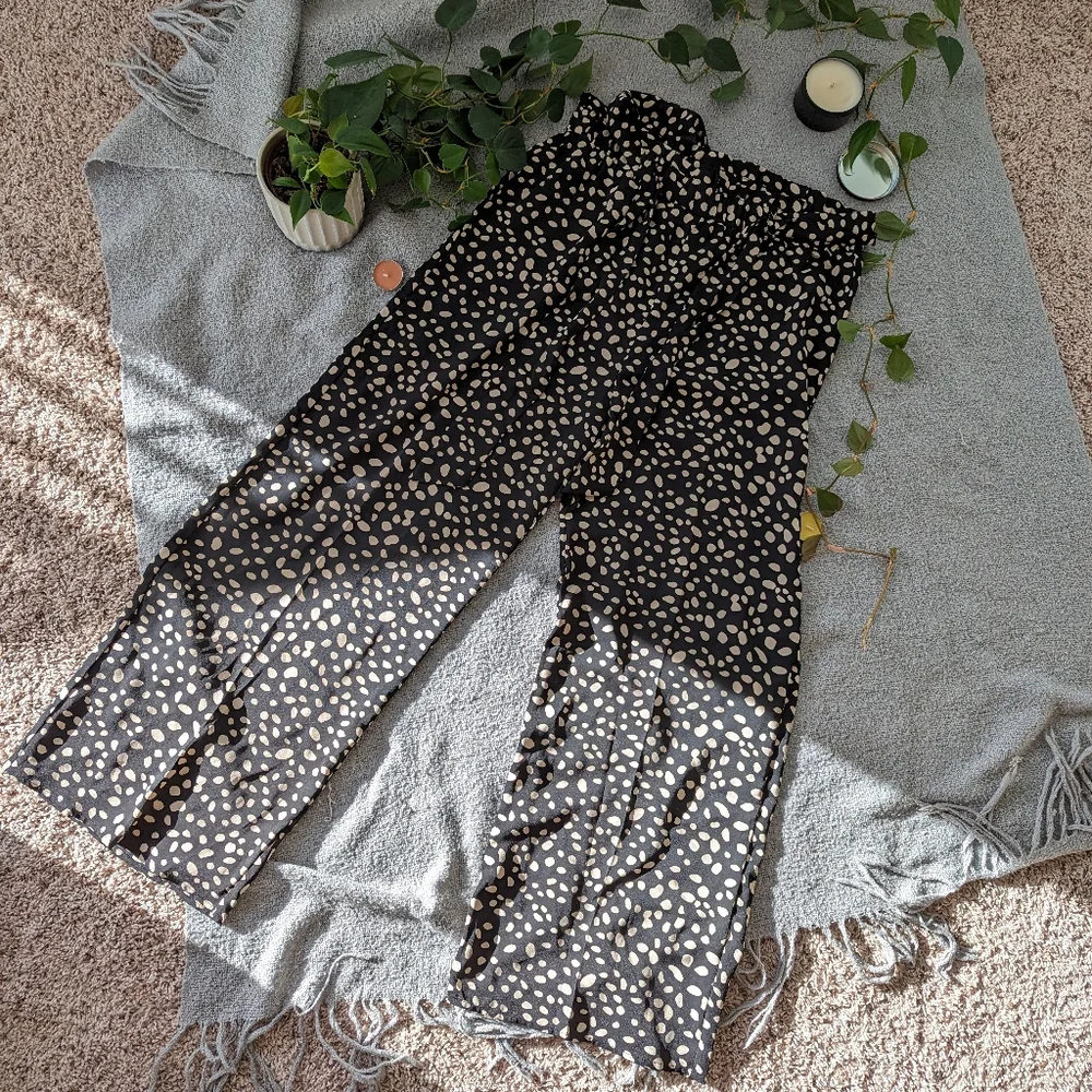 Francesca's Pants High Waist Wide Leg Elastic Belt Size L Blue - Picture 9 of 11